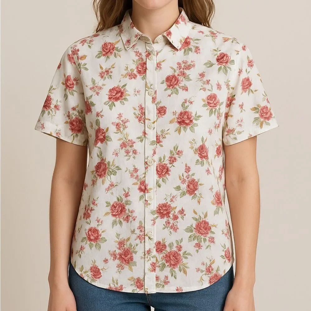 Lauren Brooke | Cotton Button Up Blouse Size XL